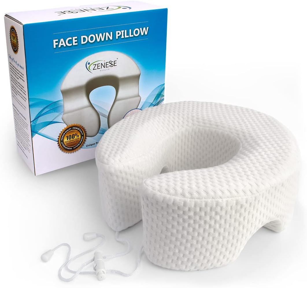 Breathe Easy Face Down Pillow - Premium Adjustable Cradle Providing Superior Comfort. Best for Prone Face-Down Resting, as a Home Massage Headrest, or Contoured Post-Eye Surgery Support.