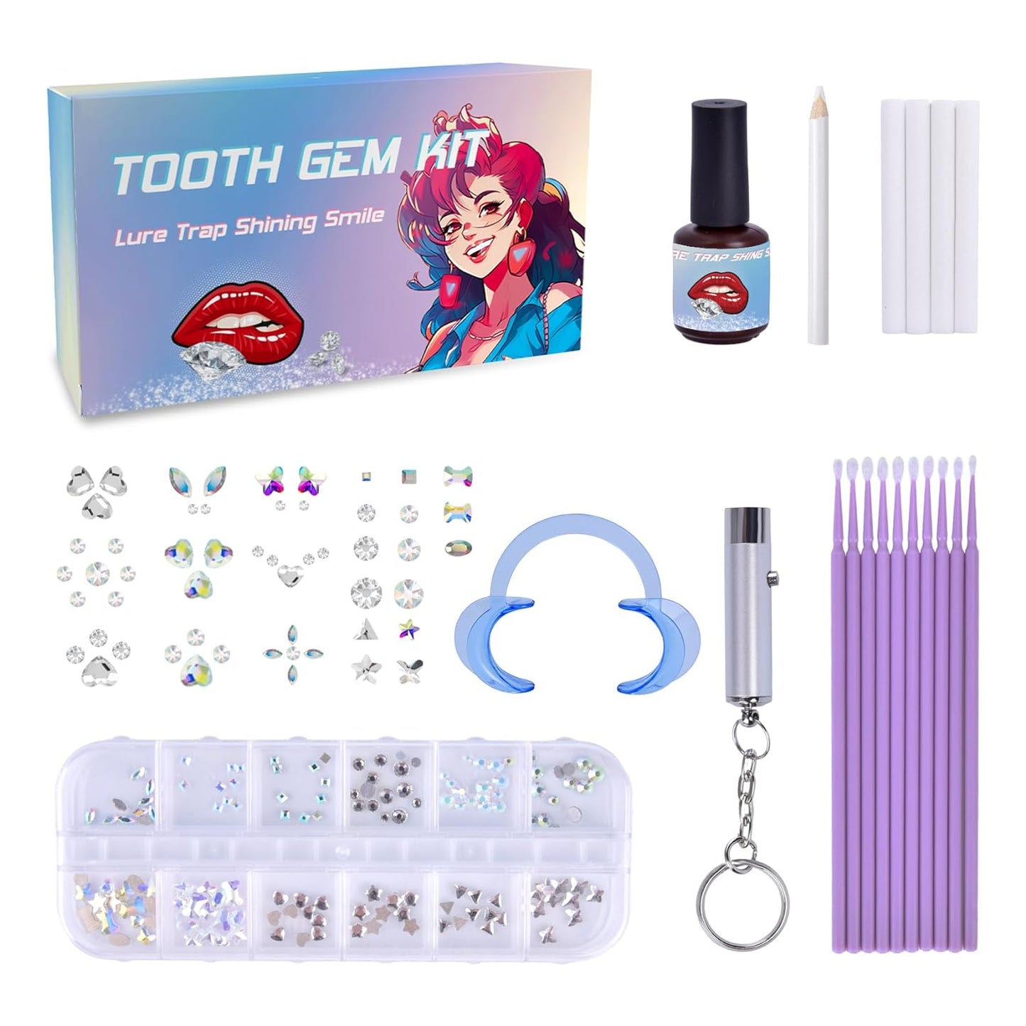 Loeland Tooth Gem Kit, DIY Crystals Jewelry Kit Teeth Gems Kit, Professional Fashionable Tooth Gems Kit for Teeth, Teeth Jewelry Starter kit