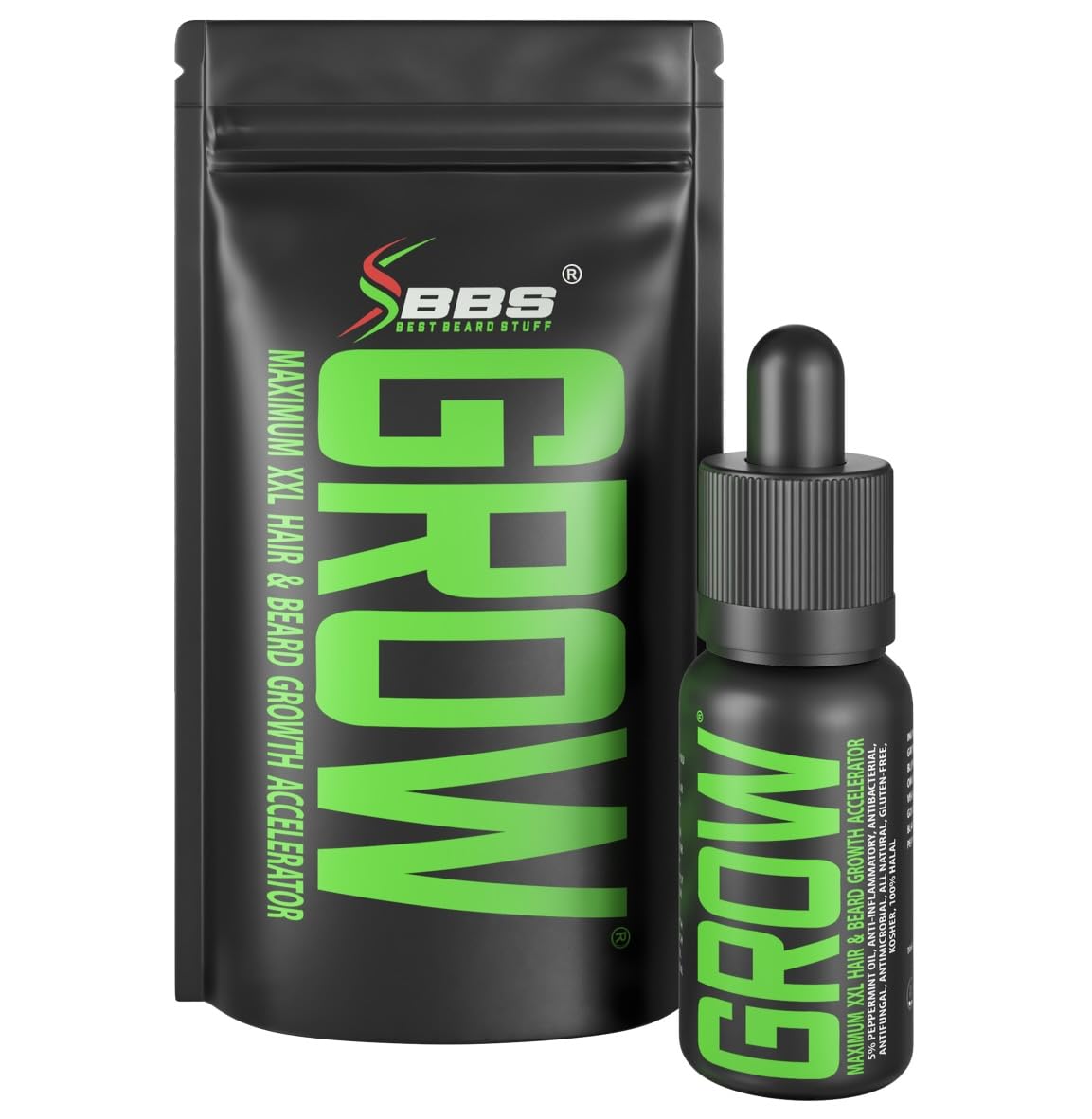 GROW Maximum XXL Hair & Beard Growth Oil For Men - Beard Serum That Fills Patches & Fix Thinning Guaranteed - Facial Hair & Scalp Treatment - Thickening Conditioner & Enhancer - USA Made