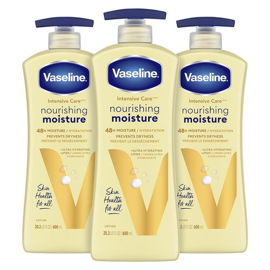 Vaseline Hand & Body Lotion Nourishing Moisture 3 Ct Intensive Care for Dry Skin with Pure Oat Extract 20.3 oz