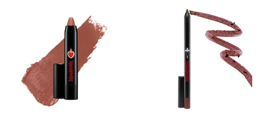 REINA REBELDE Xicana Chocolate Brown Lip Pencil and Peachy Nude Lipstick from