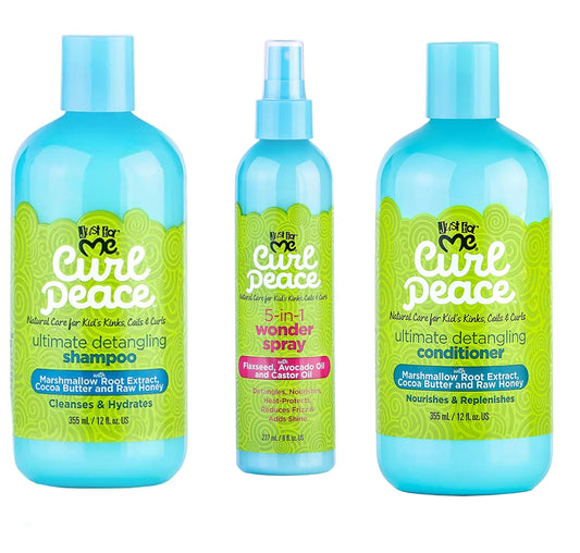 Just For Me Kids Curl Peace Hair Products Combo (SHAMPOO, CONDITIONER & WONDER SPRAY)