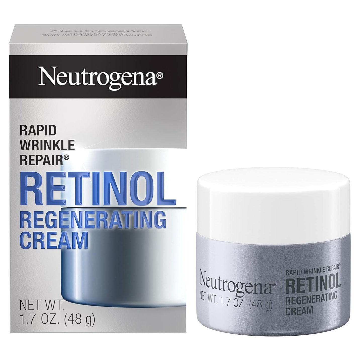 Neutrogena Rapid Wrinkle Repair Retinol Face Moisturizer, Daily Anti-Aging Face Cream with Retinol & Hyaluronic Acid to Fight Fine Lines, Wrinkles, & Dark Spots, 1.7 oz