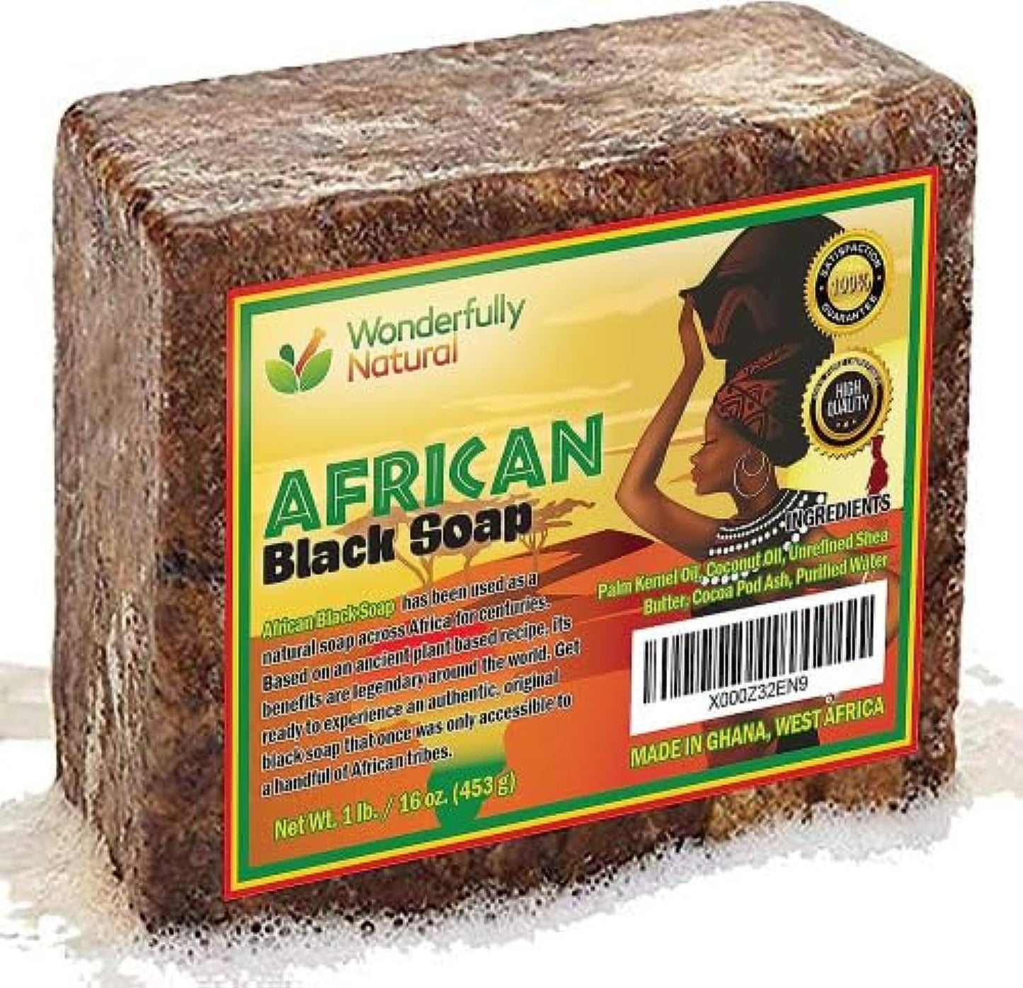 Organic African Black Soap - For Acne & Dark Spots | Natural Vegan and Cruelty Free Ð Satisfaction Guarantee 1lb bar | 90 day Supply