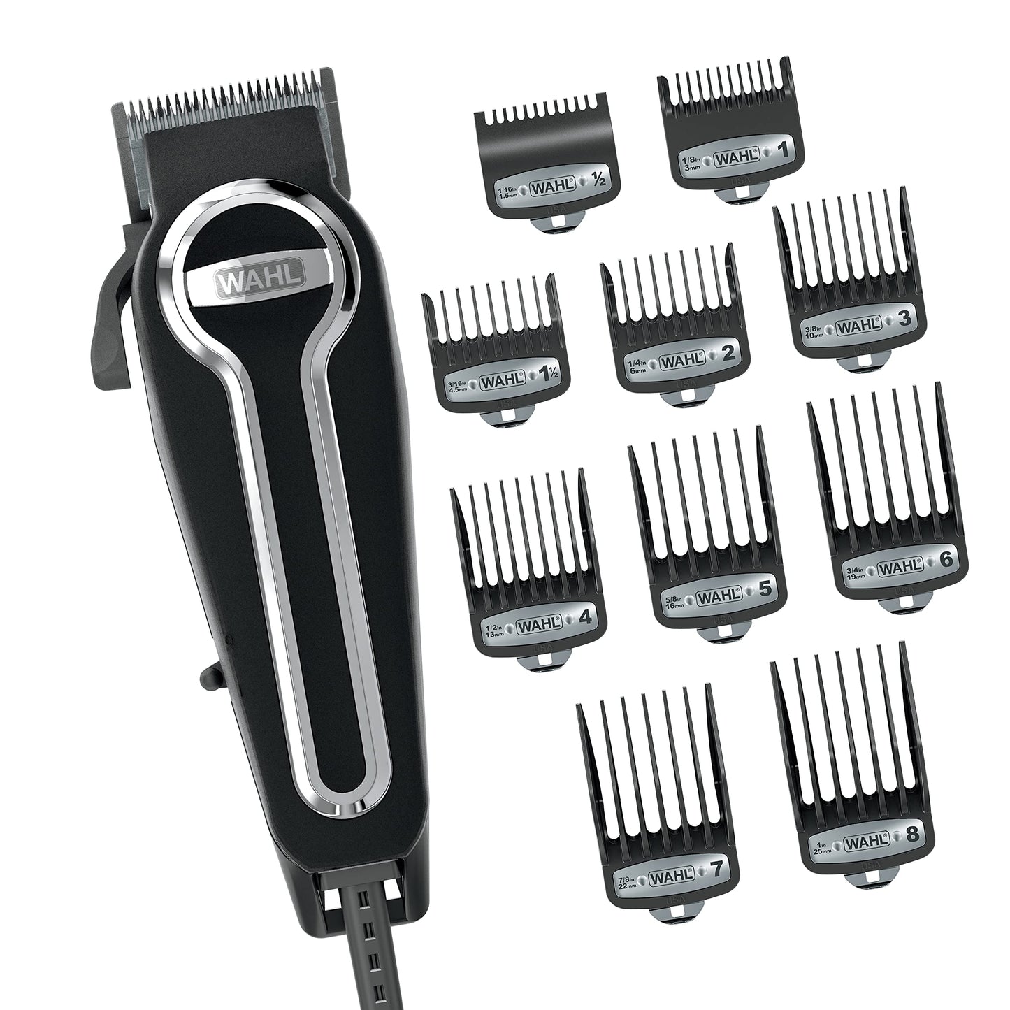 Wahl USA Elite Pro High-Performance Corded Home Haircut & Grooming Kit for Men – Electric Hair Clipper – Model 79602M
