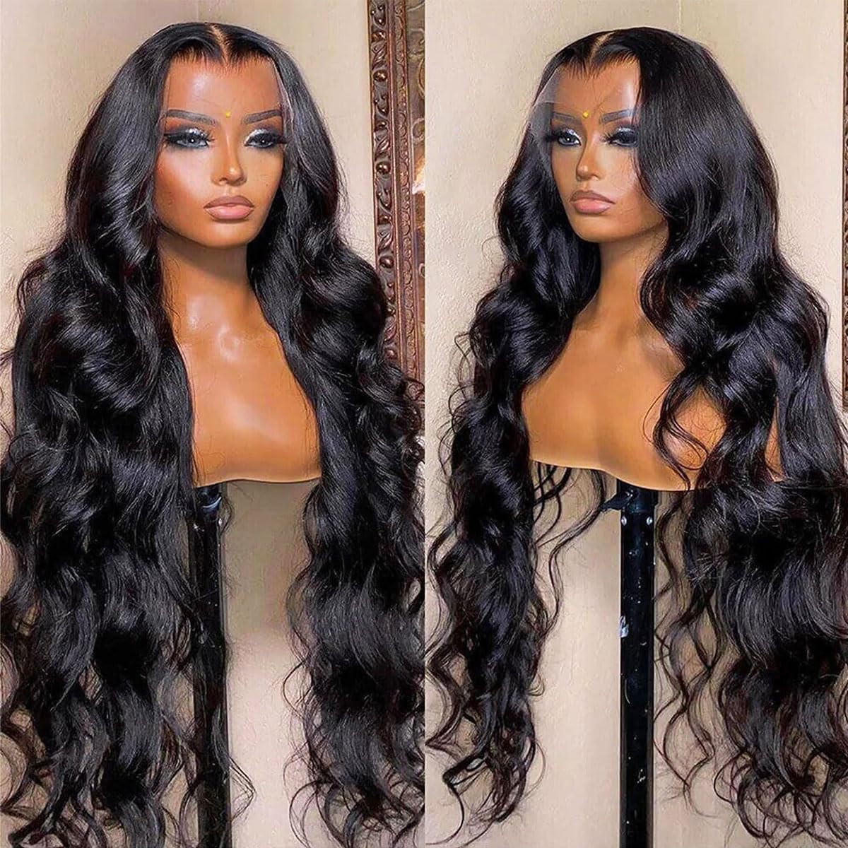 Body Wave Lace Front Wigs Human Hair Pre Plucked 13x4 HD Lace Frontal Wigs 180% Density Transparent Body Wave Glueless Wigs for Black Women (26 Inch)