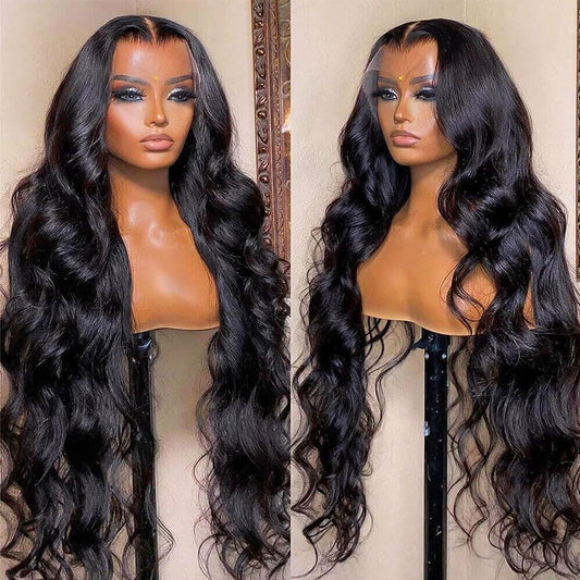 Body Wave Lace Front Wigs Human Hair Pre Plucked 13x4 HD Lace Frontal Wigs 180% Density Transparent Body Wave Glueless Wigs for Black Women (26 Inch)