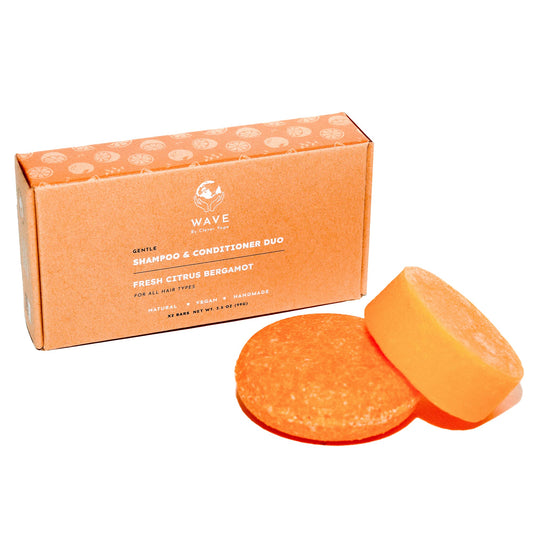 Fresh Citrus Bergamot Shampoo And Conditioner Bar Set - 100% Vegan For Hair Of All Types - Natural Handmade in USA.