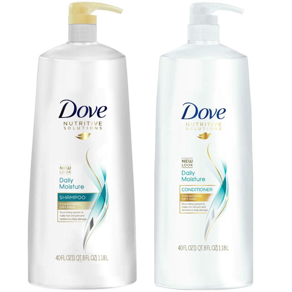 Dove Nutritive Solutions Daily Moisture, Shampoo and Conditioner Duo Set, 40 Ounce Pump Bottles