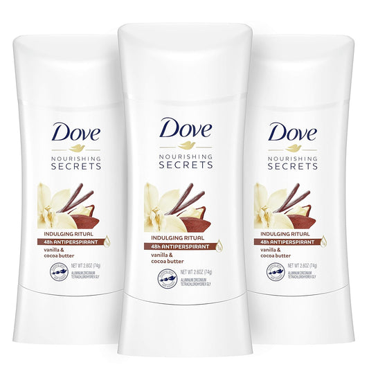Dove Nourishing Secrets Antiperspirant Deodorant Stick for Women Vanilla Cocoa Butter for 48 Hour Underarm Sweat Protection And Soft And Comfortable Underarms,2.6 Ounce (Pack of 3)