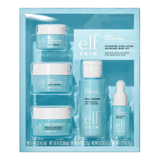 e.l.f. SKIN Hydrated Ever After Skincare Mini Kit, Cleanser, Makeup Remover, Moisturizer & Eye Cream For Hydrating Skin, TSA-friendly Sizes