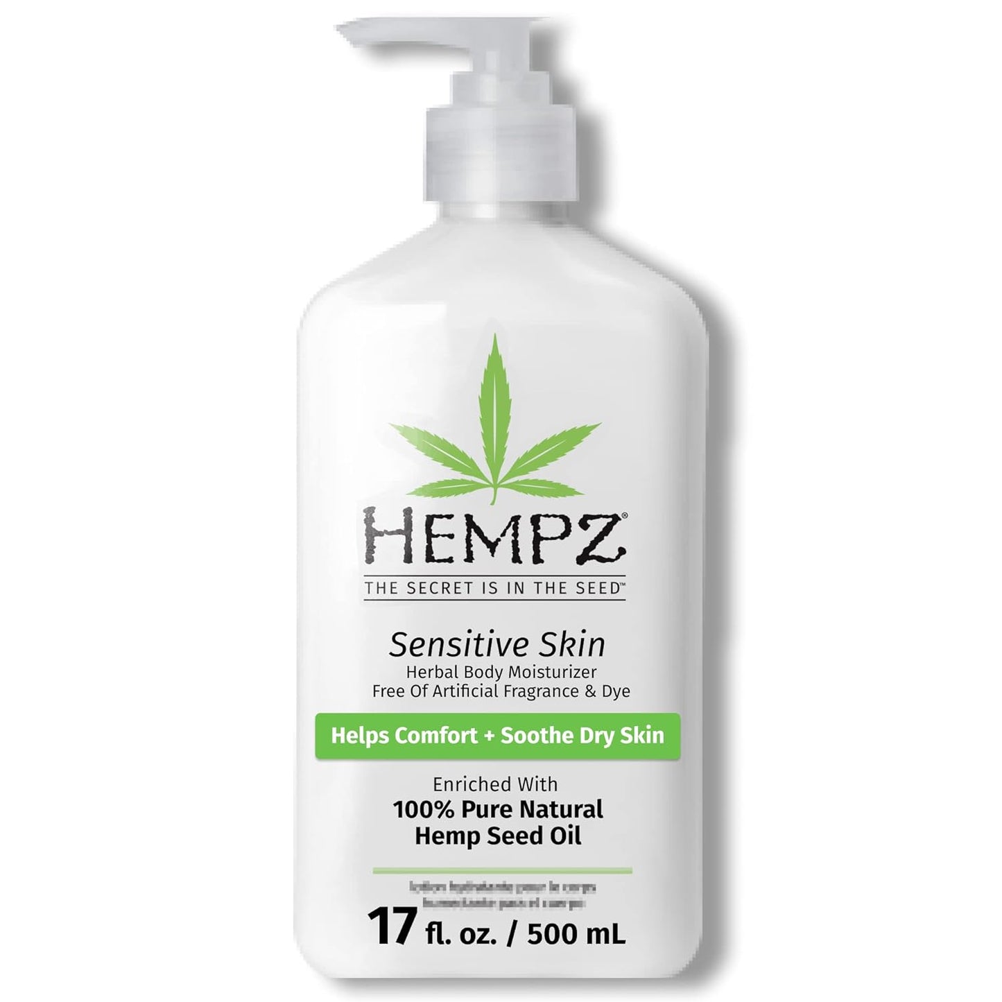 Hempz Sensitive Skin Herbal Moisturizer: Soothing Lotion with Oatmeal, Shea Butter, Hemp, Cocoa, Mango Seed - 17 Fl Oz
