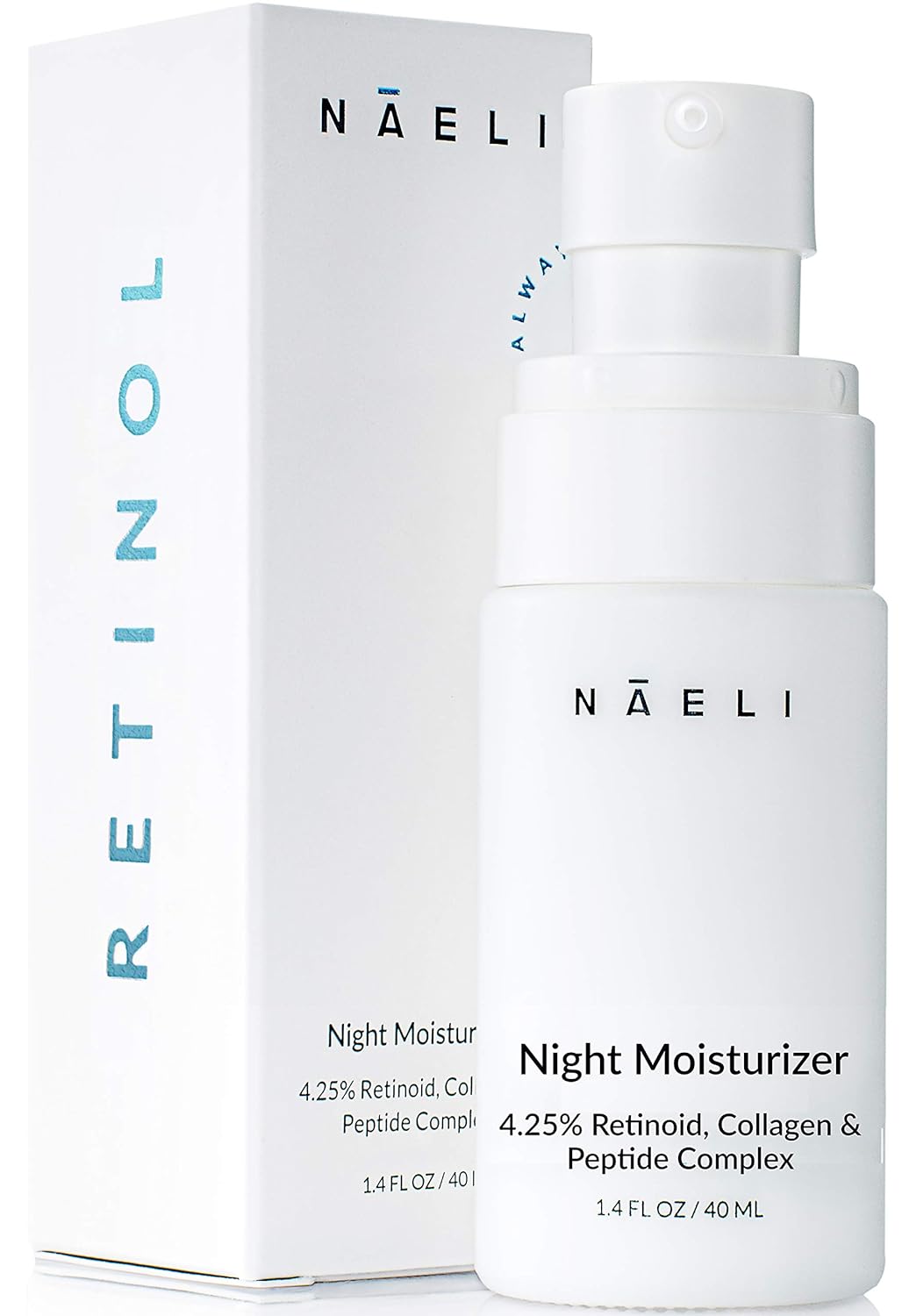 Retinoid Cream - 4.25% Retinol Night Moisturizer for Face & Neck with Collagen, Peptides & Hyaluronic Acid - Anti Aging Wrinkle Cream, Improves Skin Tone & Texture, 1.4 oz