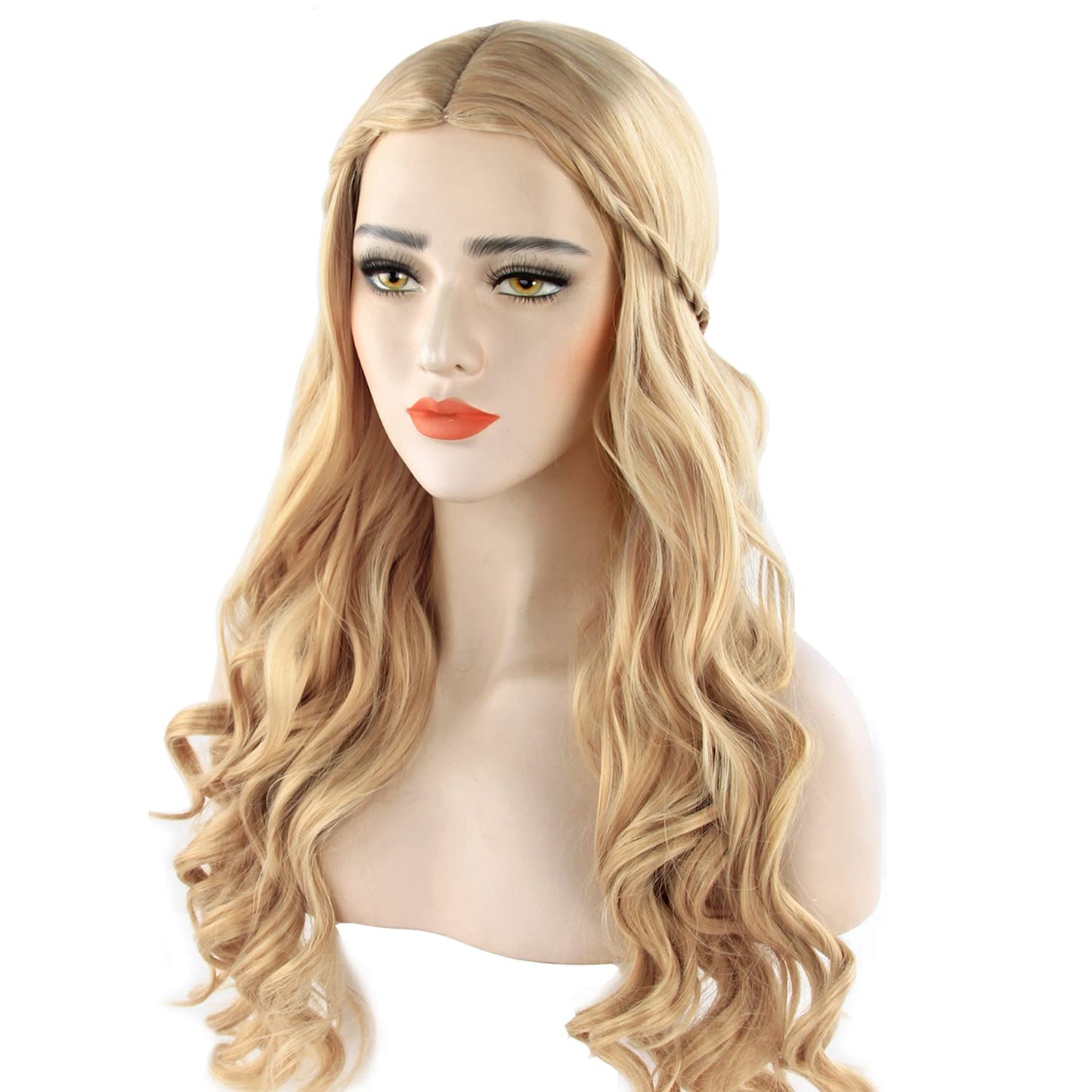 Acecharming Long Platinum Blonde Wigs Braid Women, Girl's Charming Synthetic Party Costume Cosplay Wig With Wig Cap
