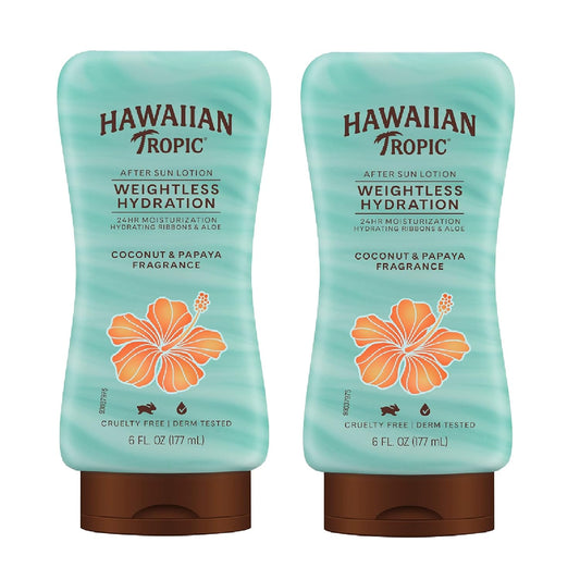Hawaiian Tropic Weightless Hydration After Sun Lotion with Aloe, 6oz Twin Pack | Hawaiian Tropic Lotion, Moisturizing Lotion, After Sun Care, After Sun Moisturizer, 6oz each Twin Pack