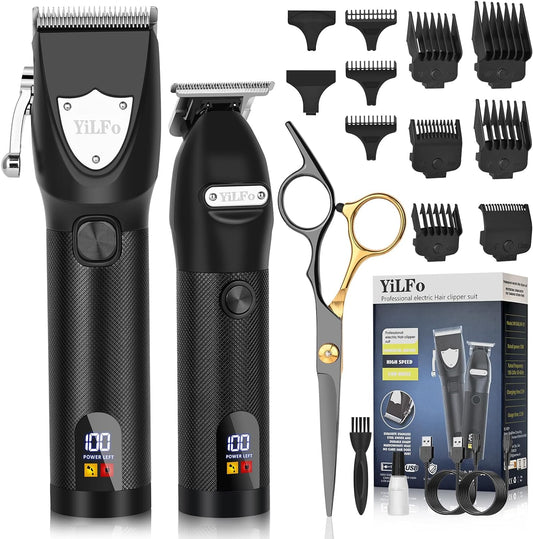 YiLFo Hair Clippers for Men Professional- Beard Hair Trimmer, Cordless Barber Clippers Kit, LED Display Hair Cutting Kit, T Liners Edgers Clippers and Trimmers Grooming Set, Shaving Kit for Mens Gift
