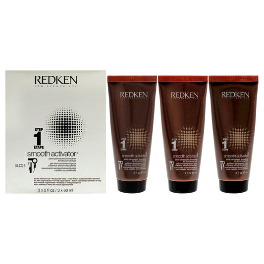 Step 1 Smooth Activator For Dry-Unruly Hair Kit by Redken for Unisex 3 Pc 3 x 2 oz Step 1 Smooth Activator