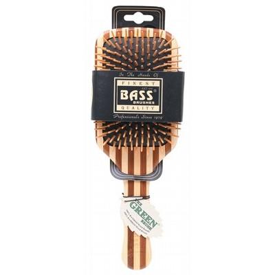 BASS BRUSHES Bamboo Wood Hair Brush Large Square Paddle 1